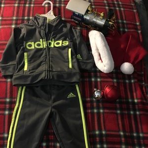 Baby Boy Adidas Grey&Fluorescent Green Track Suit